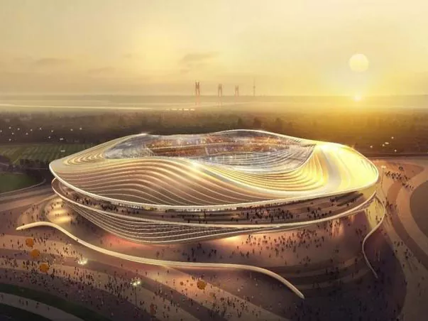 Grandaj interspacaj ŝtalaj strukturoj por stadiono
